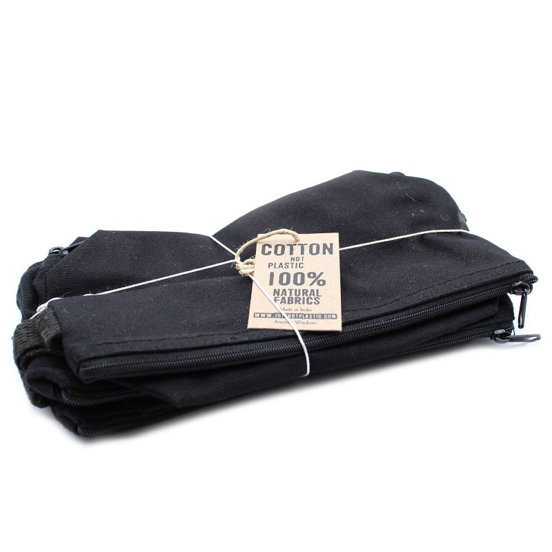 Kulturtasche aus schwarzer Baumwolle 10 oz – Handhalter