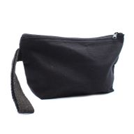Kulturtasche aus schwarzer Baumwolle 10 oz – Handhalter