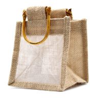 Geschenktasche aus Jute mit Baumwoll-Fenster  - klein 'natur'