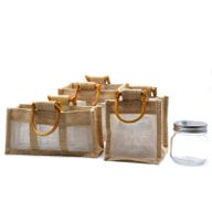 Geschenktasche aus Jute mit Baumwoll-Fenster  - klein 'natur'
