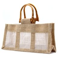 Geschenktasche aus Jute mit Baumwoll-Fenster  - groß 'natur'