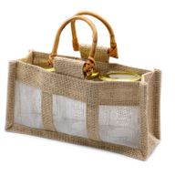 Geschenktasche aus Jute mit Baumwoll-Fenster  - groß 'natur'