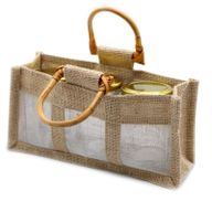 Geschenktasche aus Jute mit Baumwoll-Fenster  - groß 'natur'