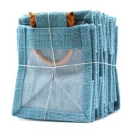 Geschenktasche aus Jute mit Baumwoll-Fenster  - klein 'blaugrün'