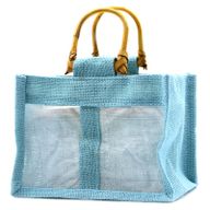 Geschenktasche aus Jute mit Baumwoll-Fenster  - mittelgroß 'blaugrün'
