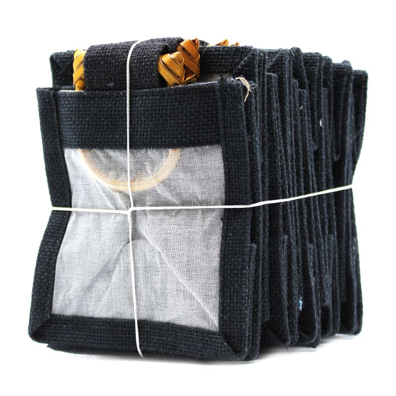 Geschenktasche aus Jute mit Baumwoll-Fenster  - klein 'schwarz'