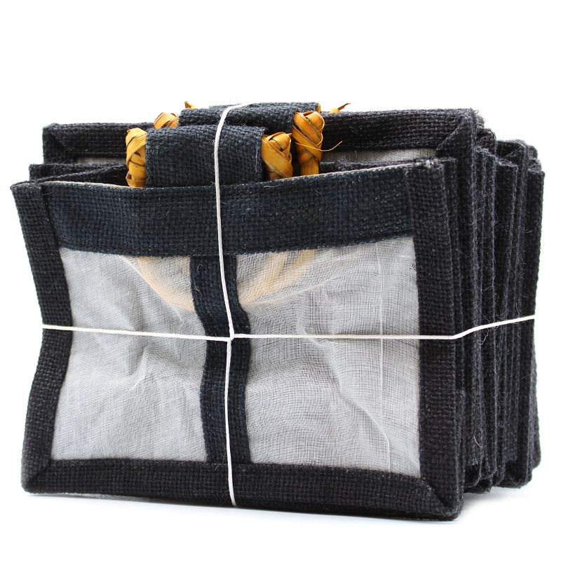 Geschenktasche aus Jute mit Baumwoll-Fenster  - mittelgroß 'schwarz'
