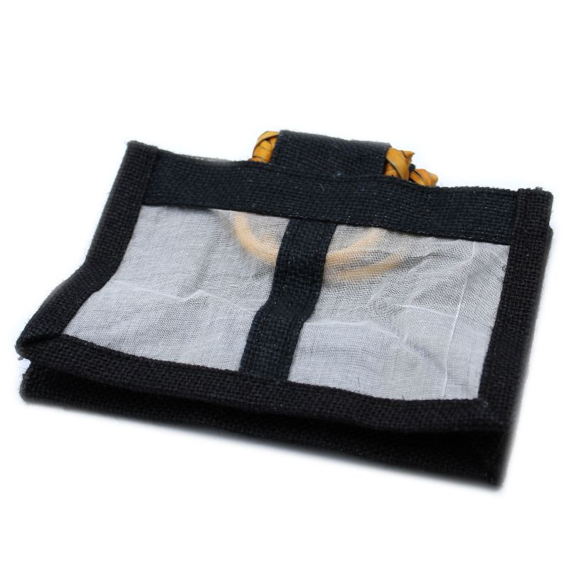 Geschenktasche aus Jute mit Baumwoll-Fenster  - mittelgroß 'schwarz'