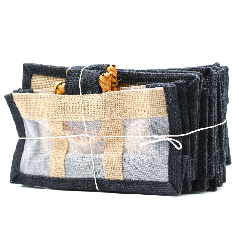 Geschenktasche aus Jute mit Baumwoll-Fenster  - groß 'groß'