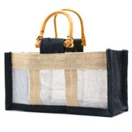 Geschenktasche aus Jute mit Baumwoll-Fenster  - groß 'groß'