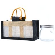 Geschenktasche aus Jute mit Baumwoll-Fenster  - groß 'groß'