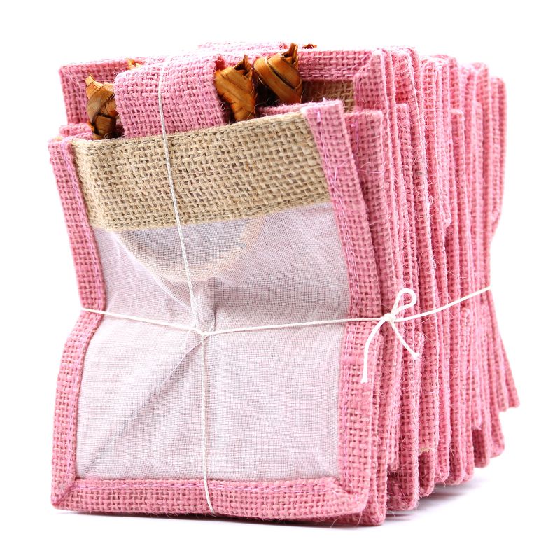 Geschenktasche aus Jute mit Baumwoll-Fenster  - klein 'rosa/natur'