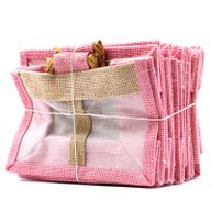 Geschenktasche aus Jute mit Baumwoll-Fenster  - mittelgroß 'rosa/natur'
