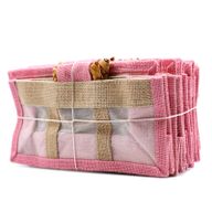 Geschenktasche aus Jute mit Baumwoll-Fenster  - groß 'rosa/natur'