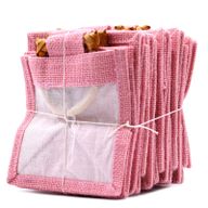 Geschenktasche aus Jute mit Baumwoll-Fenster  - klein 'rosa'