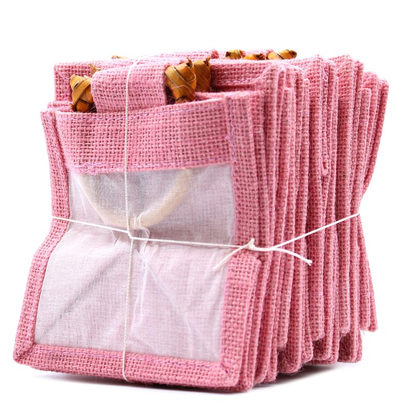Geschenktasche aus Jute mit Baumwoll-Fenster  - klein 'rosa'