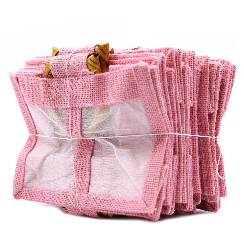 Geschenktasche aus Jute mit Baumwoll-Fenster  - mittelgroß 'rosa'