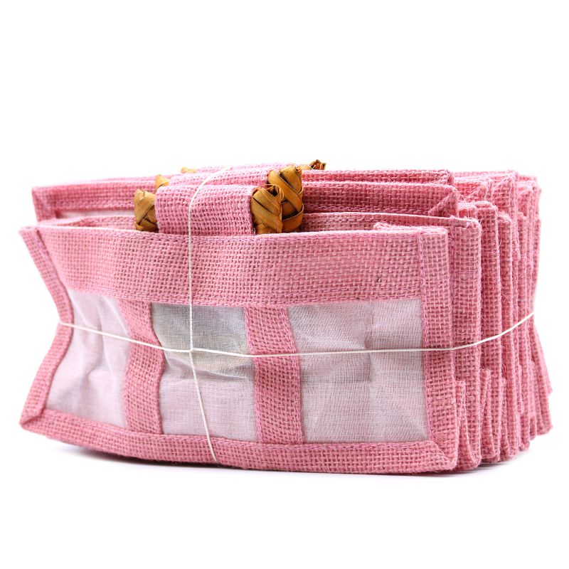 Geschenktasche aus Jute mit Baumwoll-Fenster  - groß 'rosa'