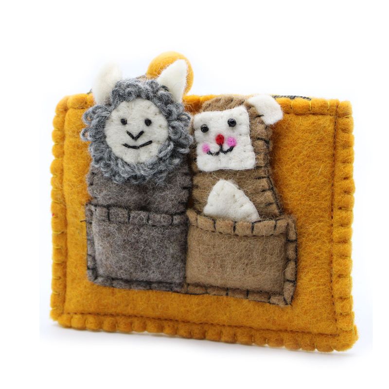 Filzbeutel mit Fingerpuppen 'Bär & Schaf'
