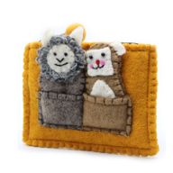 Filzbeutel mit Fingerpuppen 'Bär & Schaf'