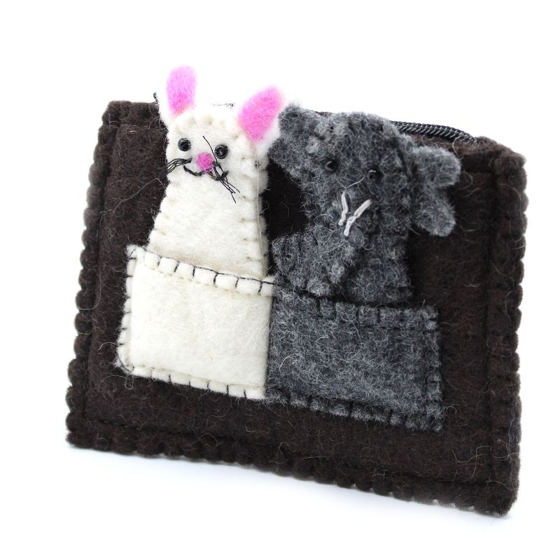Filzbeutel mit Fingerpuppen 'Elefant & Maus'