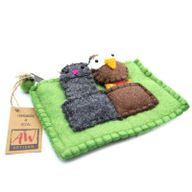 Filzbeutel mit Fingerpuppen 'Eule & Katze'
