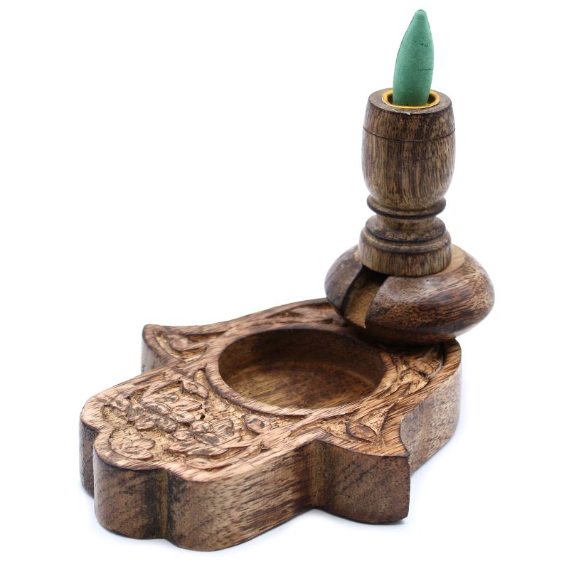 Kleiner Mango Holz Räuchergefäß - Hamsa