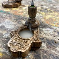 Kleiner Mango Holz Räuchergefäß - Hamsa