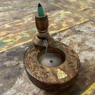 Kleiner  Mango Holz Räuchergefäß - Brass Buddha