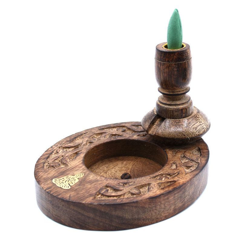 Kleiner  Mango Holz Räuchergefäß - Brass Buddha