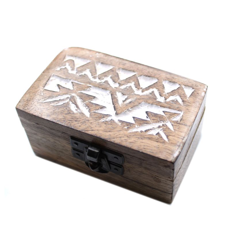 Holzbox weissgewaschen- 3x1.5 Pillendose Slawisches Design