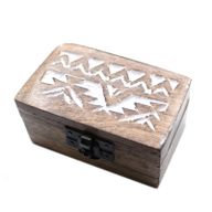 Holzbox weissgewaschen- 3x1.5 Pillendose Slawisches Design