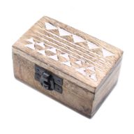 Holzbox weissgewaschen - 3x1.5 Pillendose Aztekisches Design