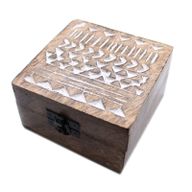 Holzbox weissgewaschen - 4x4 Aztekisches Design