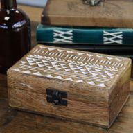 Holzbox weissgewaschen - 6x4 Aztekisches Design