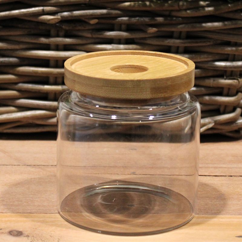Glas mit Bambusdeckel 10cm