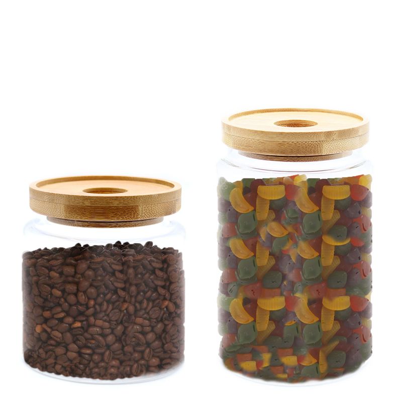 Glas mit Bambusdeckel 15cm