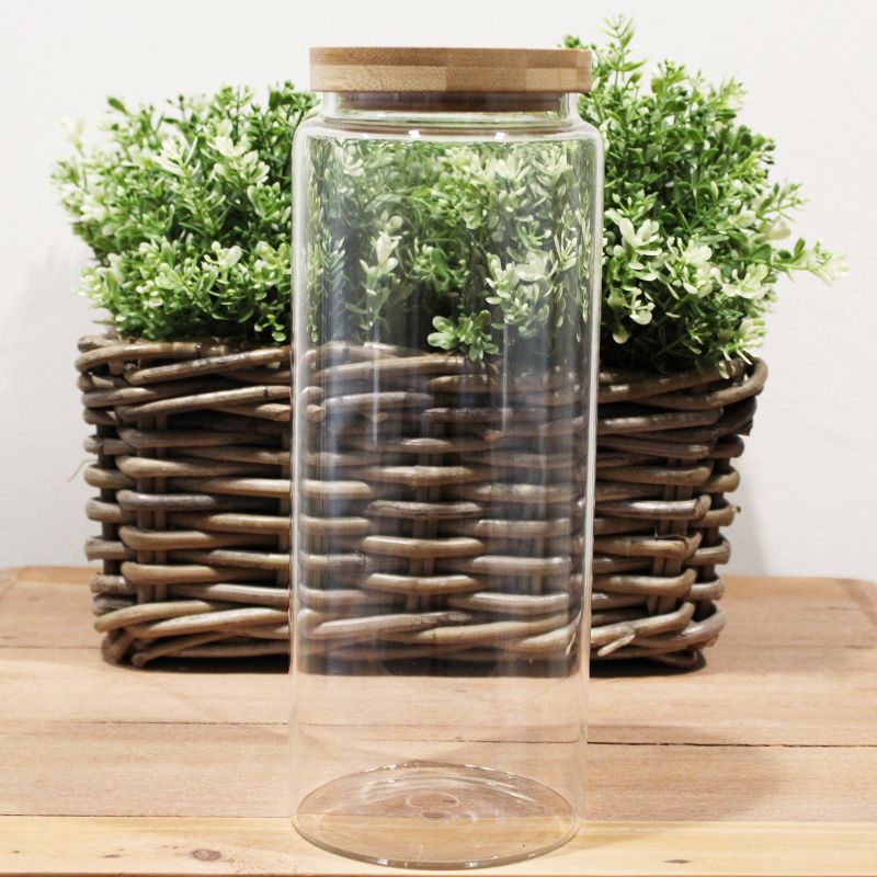 Glas mit Bambusdeckel 25cm