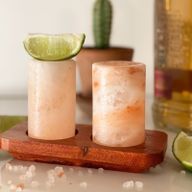 4x Salz - Shotgläser & Holzserviertablett