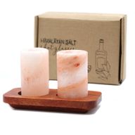 2x Salz - Shotgläser & Holzserviertablett