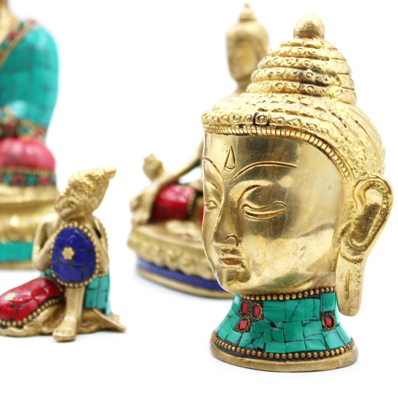 Messing-Buddhafigur - Mittlerer Kopf - 8 cm