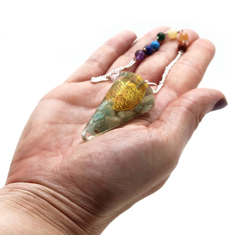 Orgonite Power Chakra Pendel - Blume des Lebens