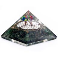 Orgonite Pyramide 'Flower of Life' grün - 70 mm
