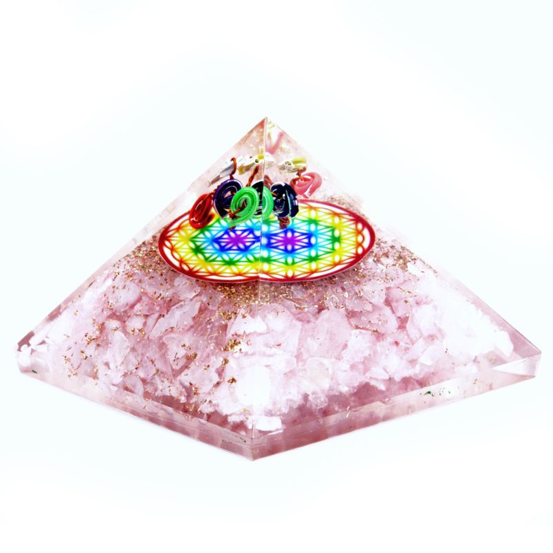 Orgonite Pyramide 'Rainbow Flower of Life' 70 mm