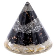 Orgonitkegel 'Selenit und schwarzer Turmalin' - 90 mm