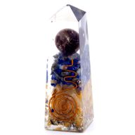 Orgonite Obelisk 'Power Point' Kupfer, Lapis und gelbes Aventurin - 90x25 mm