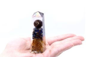 Orgonite Obelisk 'Power Point' Kupfer, Lapis und gelbes Aventurin - 90x25 mm