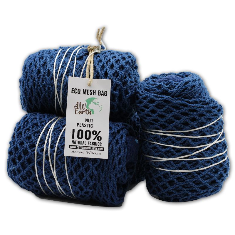 Netzbeutel aus Baumwolle - denimblau