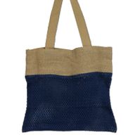 Netzbeutel aus Jute und Baumwolle - denimblau