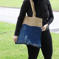 Netzbeutel aus Jute und Baumwolle - denimblau